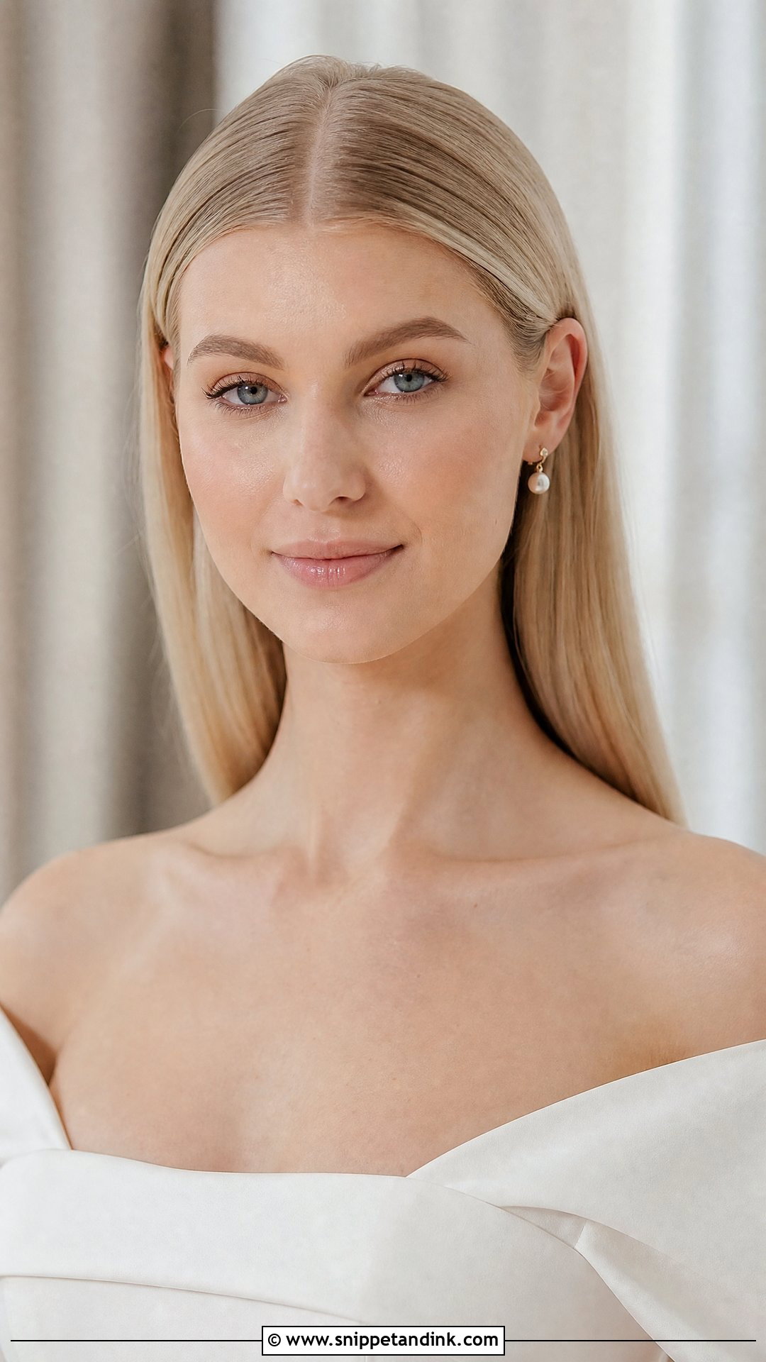Straight Hair With Middle Part - Snippet and Ink - 20 Straight Hair Wedding Hairstyle Ideas