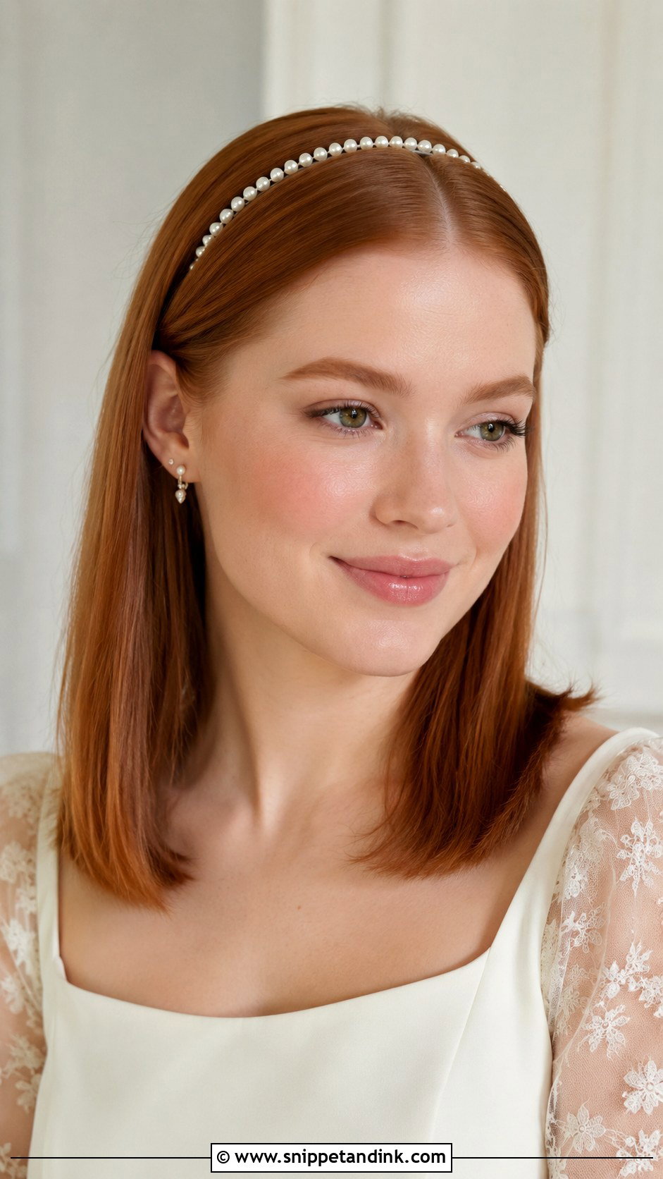 Straight Hair With Pearl Headband - Snippet and Ink - 15 Simple Wedding Hairstyles Straight Hair