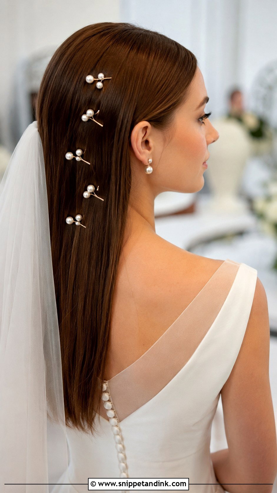 Straight Hair With Pearl Pins - Snippet and Ink - 30 Straight Hairstyles for Wedding