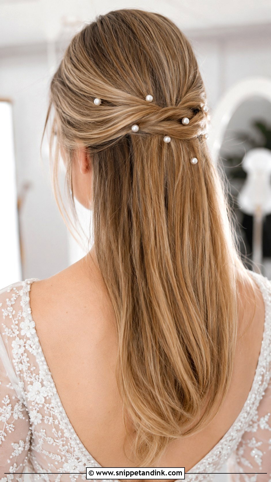 Straight Hair With Pearl Pins - Snippet and Ink - 25 Long Straight Hairstyles for Wedding