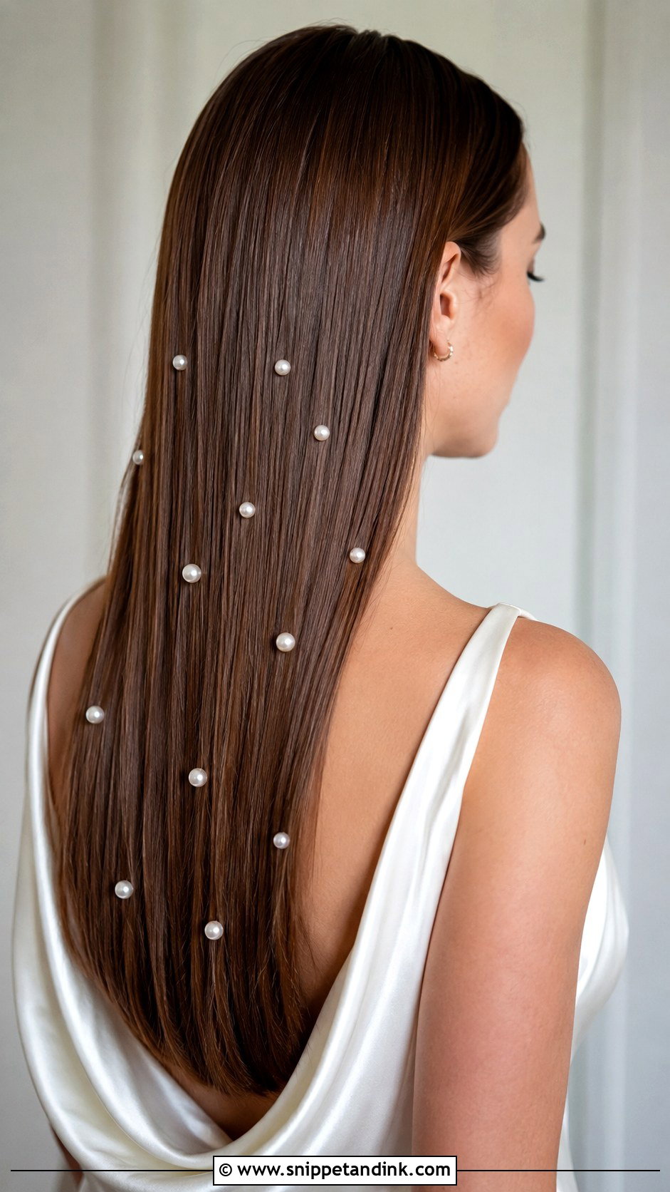 Straight Hair With Pearl Pins - Snippet and Ink - 25 Straight Bridal Hair Ideas