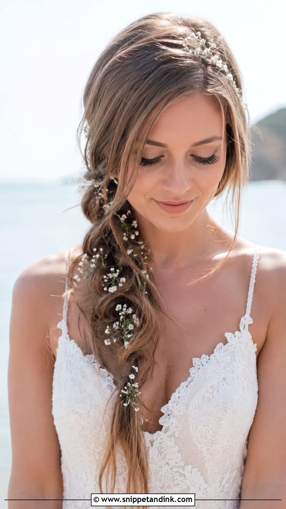 Straight Hair With Side Braid - Snippet and Ink - 25 Long Straight Hairstyles for Wedding