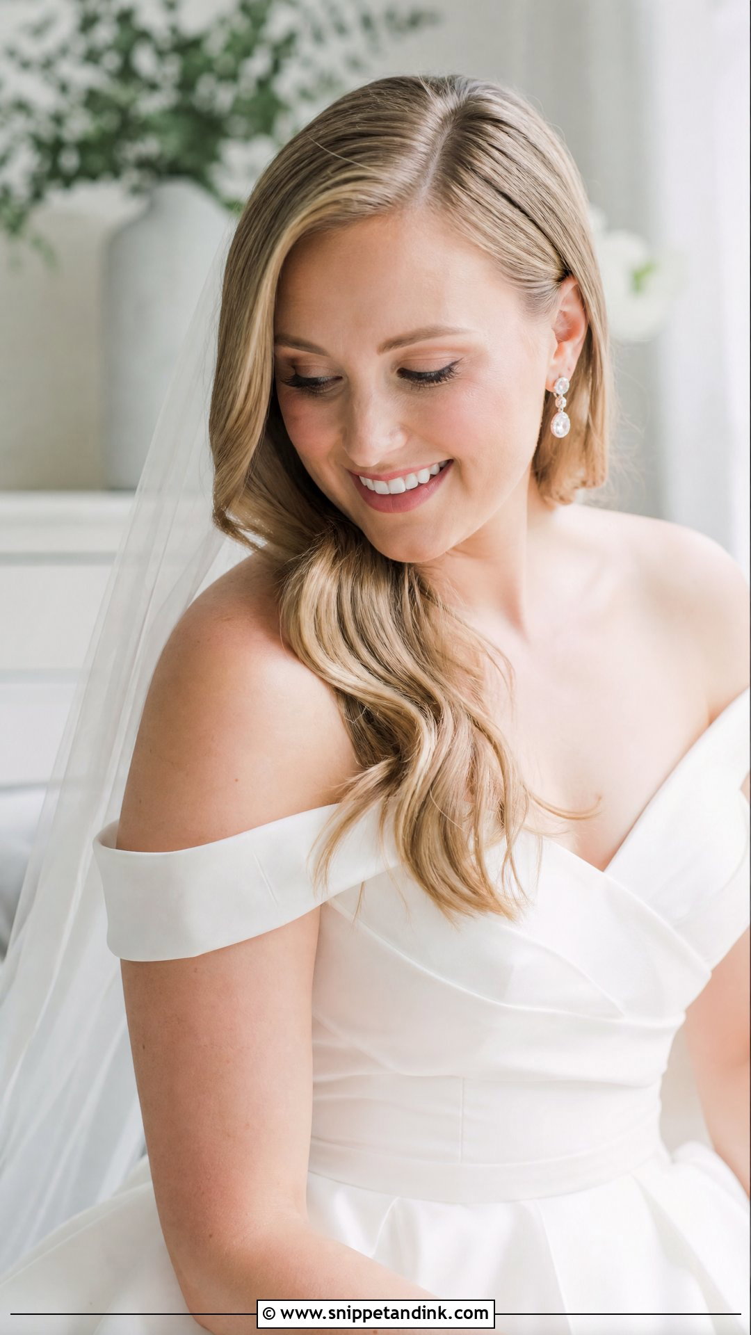 Straight Hair With Side Part And Soft Waves - Snippet and Ink - 20 Straight Hair Bridal Hairstyles