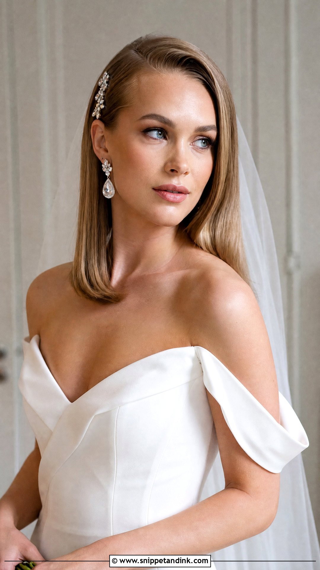 Straight Hair With Side Part Wedding Hairstyle - Snippet and Ink - 20 Wedding Hairstyles with Straight Hair