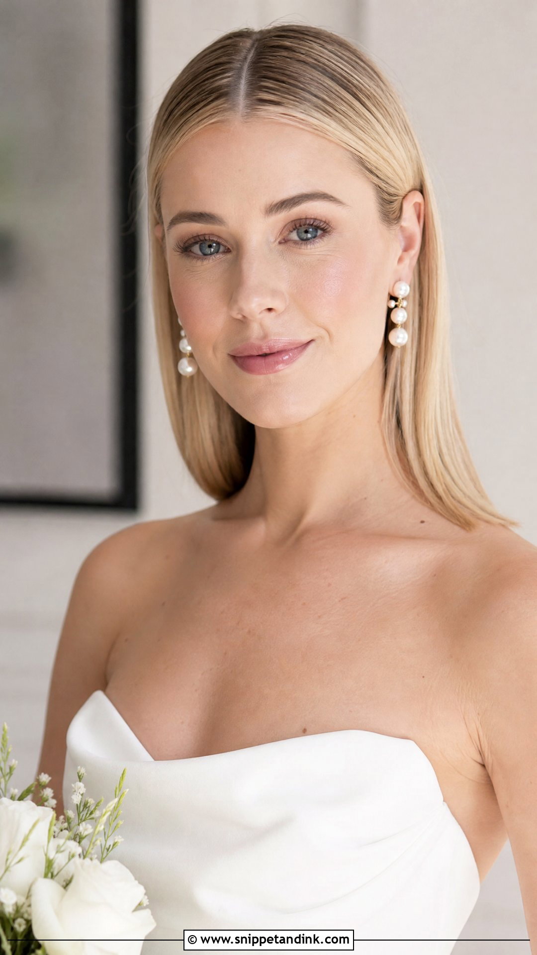 Straight Hair With Tucked Behind Ear - Snippet and Ink - 20 Straight Hair Wedding Hairstyle Ideas