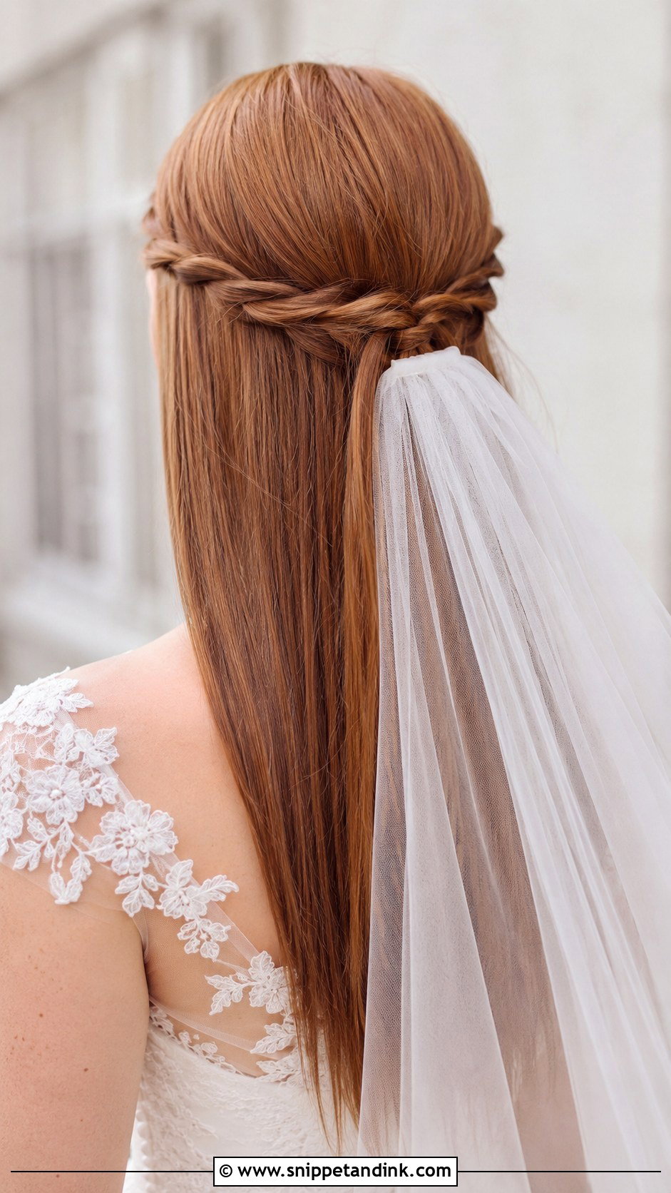 Straight Hair With Twisted Half Updo - Snippet and Ink - 30 Straight Hair Wedding Styles