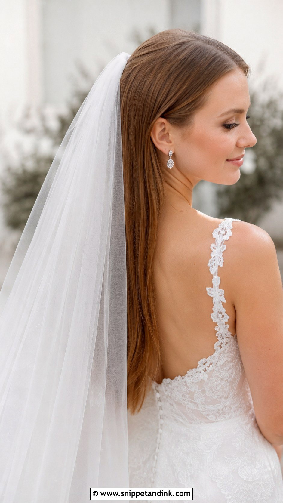 Straight Hair With Veil - Snippet and Ink - 25 Straight Wedding Hair Ideas