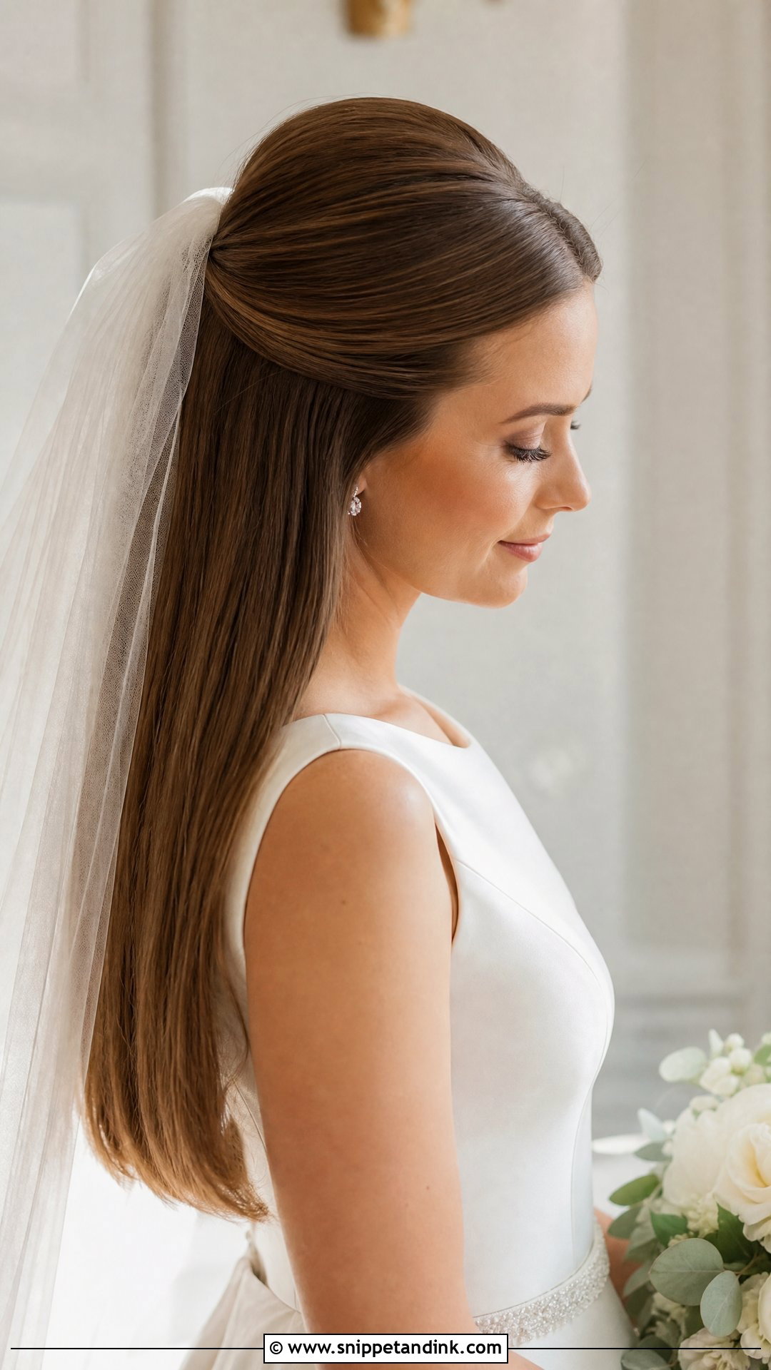 Straight Hair With Veil Wedding Hair - Snippet and Ink - 20 Wedding Hair for Straight Hair Ideas