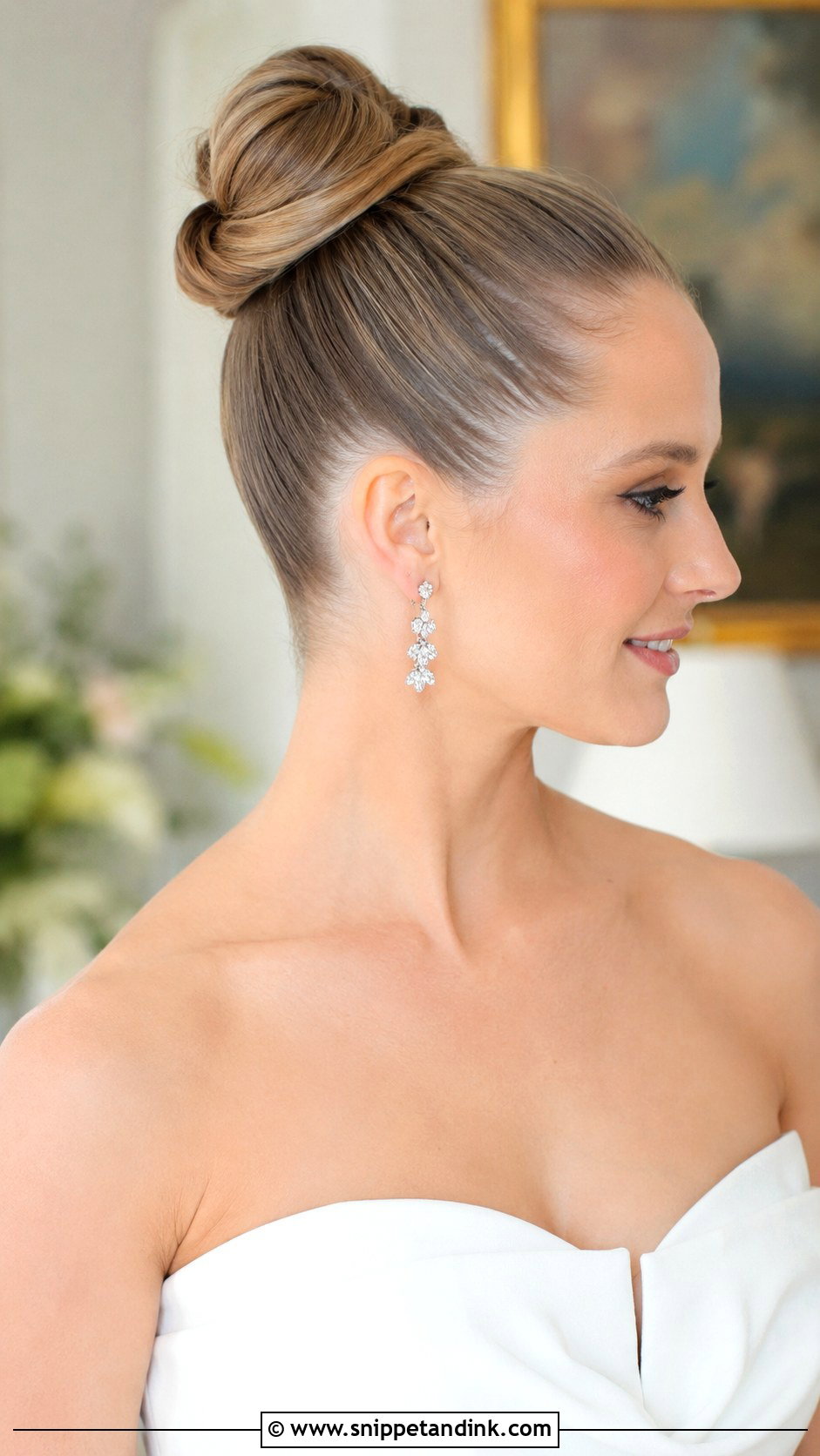Straight Hair With a Sleek Top Knot - Snippet and Ink - 20 Bride Hairstyles Straight Hair