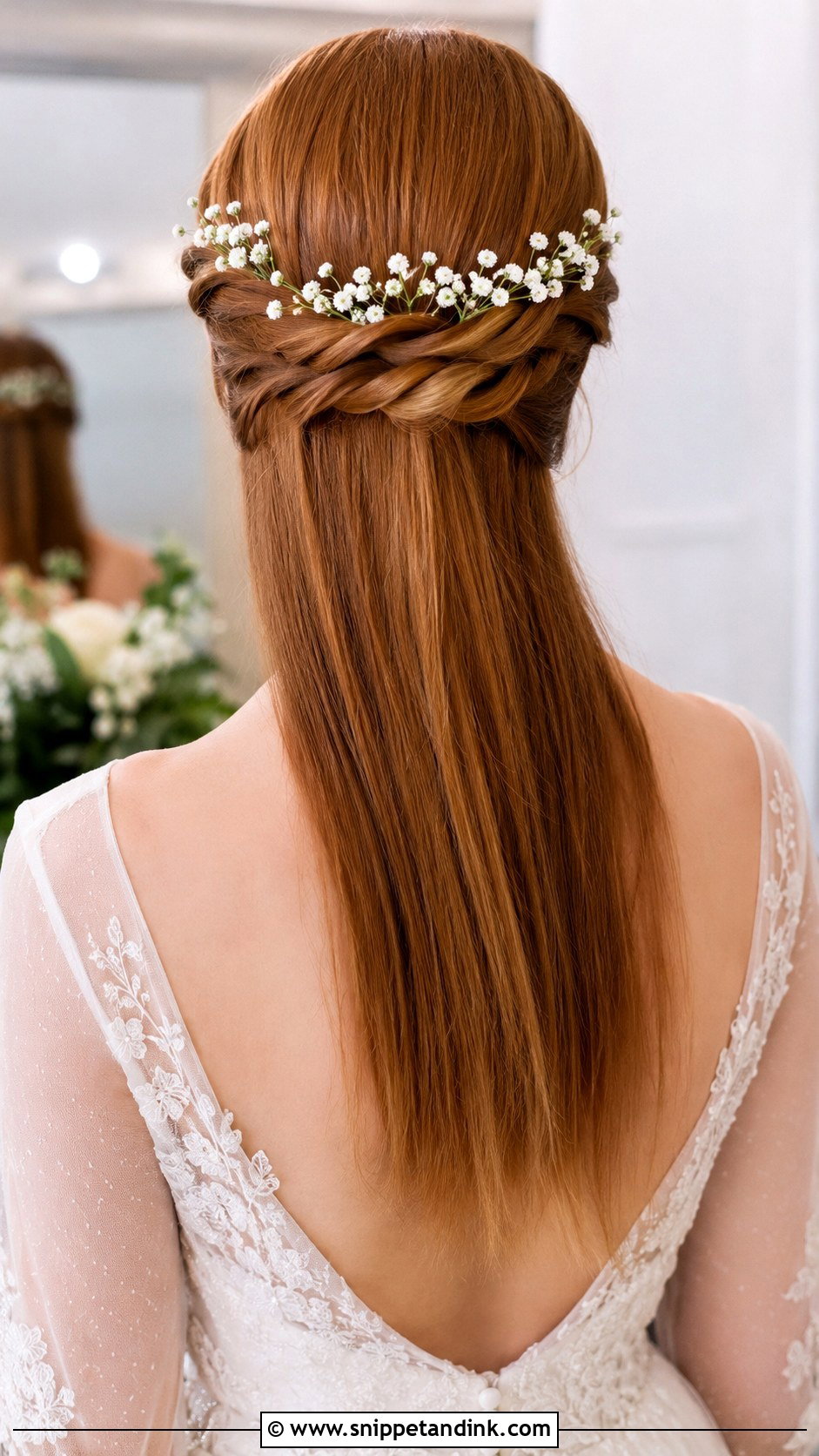 Straight Hair With a Twisted Crown - Snippet and Ink - 20 Bride Hairstyles Straight Hair