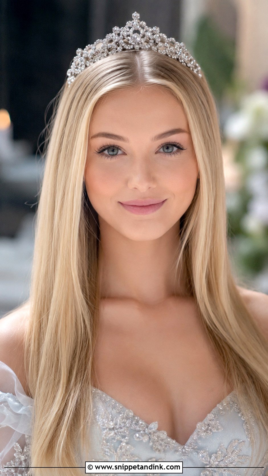 Straight Hair with Tiara - Snippet and Ink - 30 Straight Hair Hairstyles for Wedding