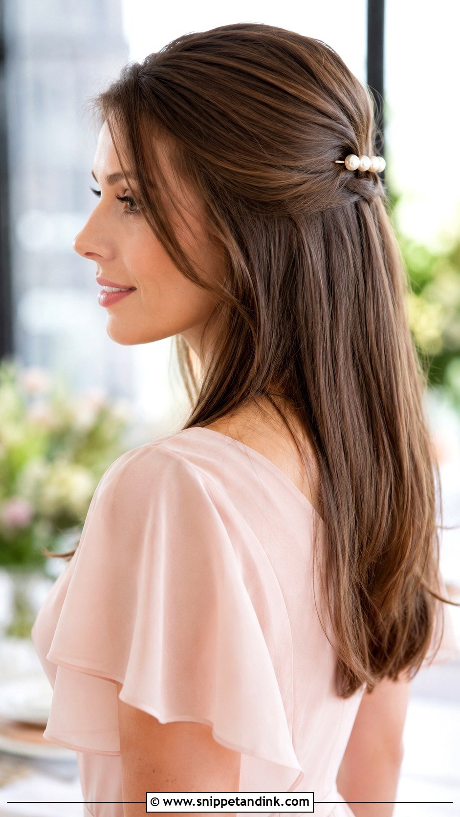 Straight Half Up Half Down Hair - Snippet and Ink - 15 Straight Hair for Wedding Guest Ideas