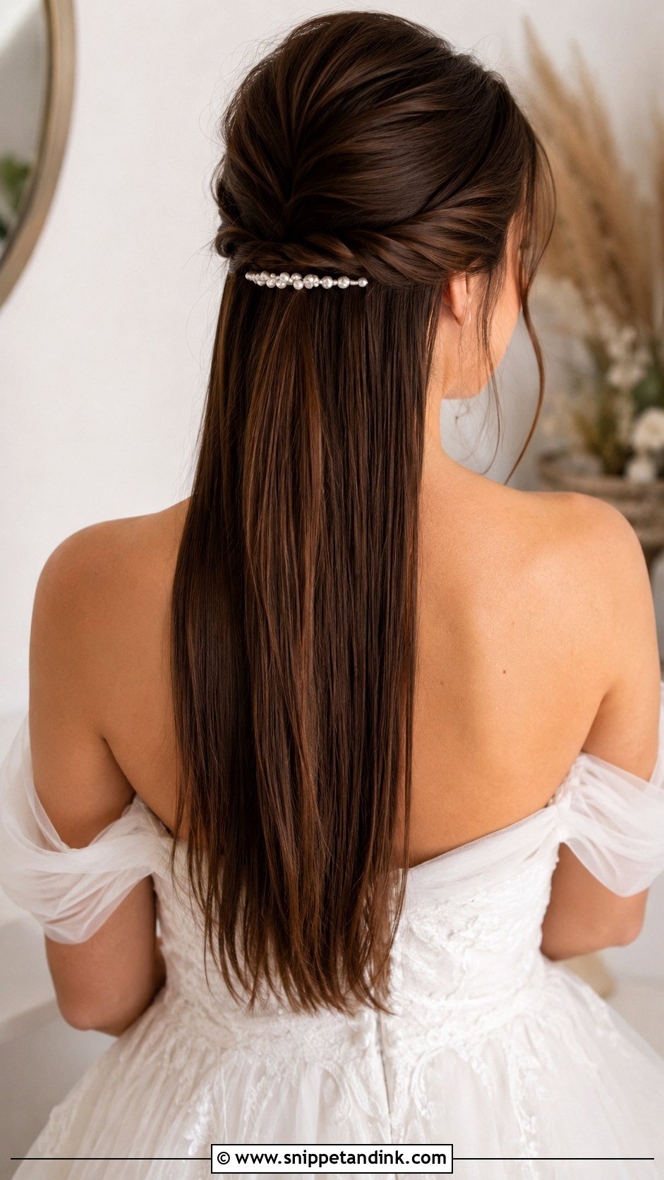 Straight Half Up Half Down Wedding Hair - Snippet and Ink - 15 Straight Hair Hairstyles for Weddings