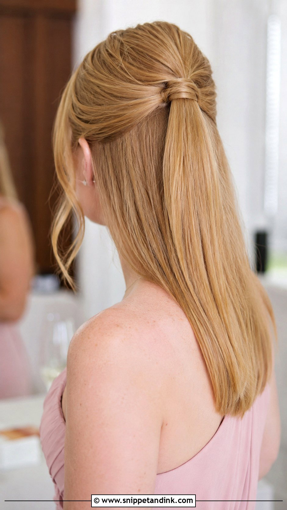 Straight Half Up Ponytail Bridesmaid Hairstyle - Snippet and Ink - 20 Bridesmaid Straight Hairstyles