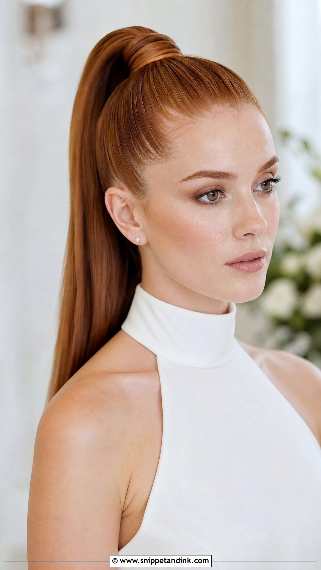 Straight High Ponytail - Snippet and Ink - 30 Straight Hair Wedding Styles