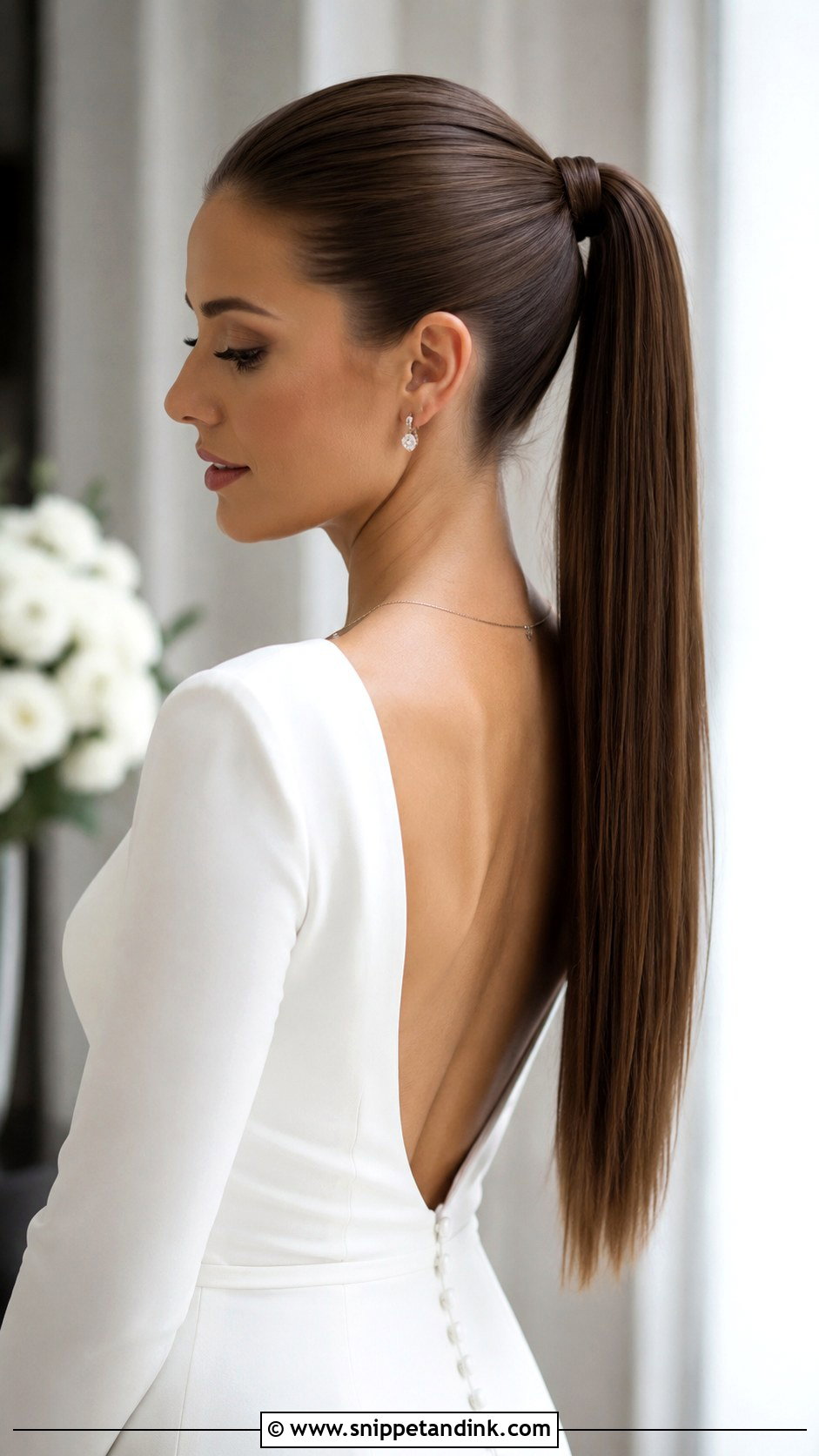 Straight High Ponytail for Bride - Snippet and Ink - 30 Straight Hairstyles for Wedding
