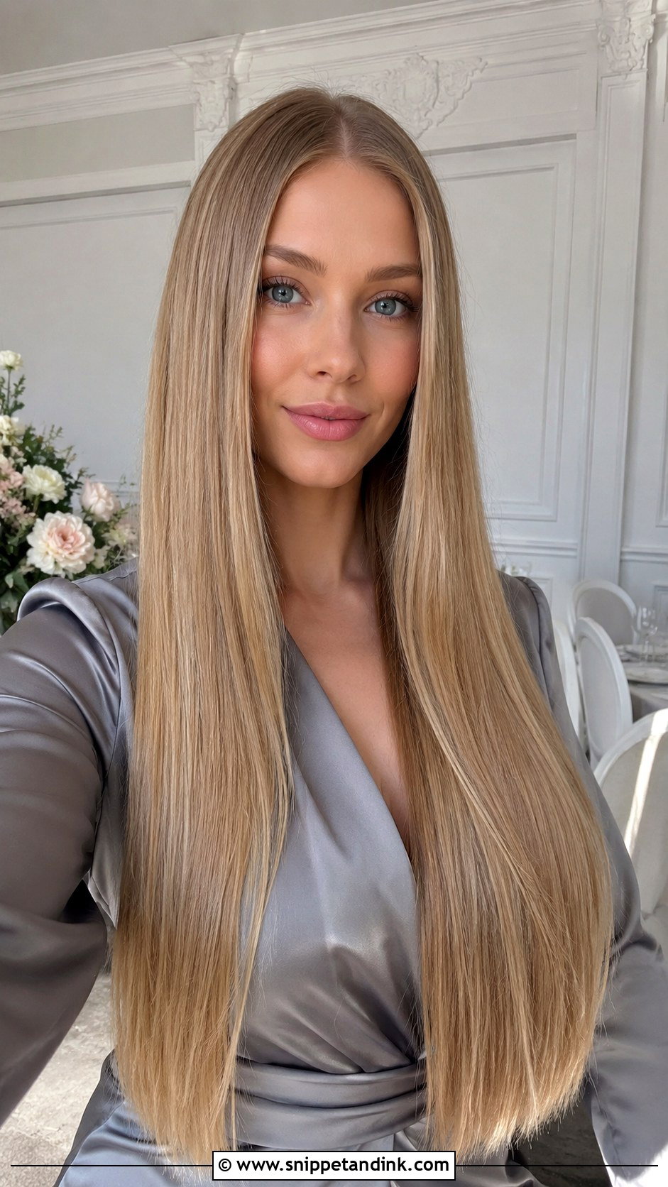 Straight Long Hair With Center Part - Snippet and Ink - 15 Straight Hair for Wedding Guest Ideas