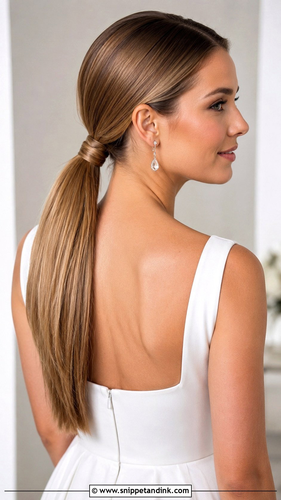Straight Low Ponytail Wedding Hair - Snippet and Ink - 15 Simple Wedding Hairstyles Straight Hair