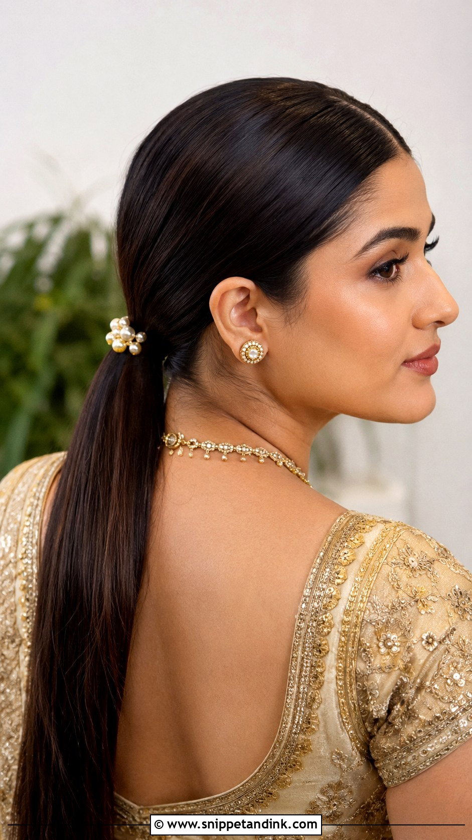Straight Low Ponytail - Snippet and Ink - 15 Straight Hairstyles for Indian Wedding