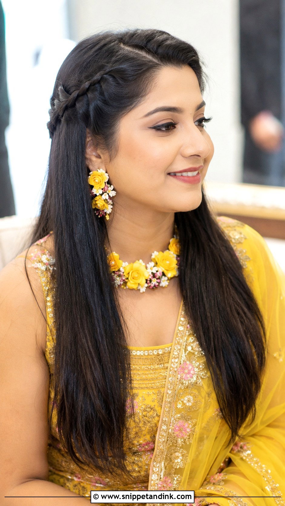 Straight Open Hair With Side Braid - Snippet and Ink - 30 Straight Open Hairstyles Indian Wedding