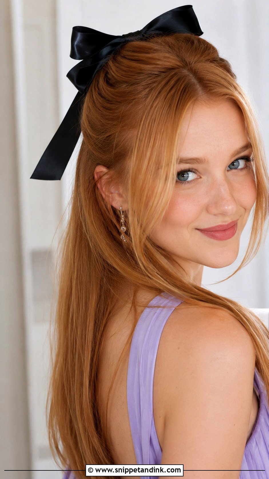 Straight Prom Hair With Bow - Snippet and Ink - 15 Straight Hair for Prom Ideas