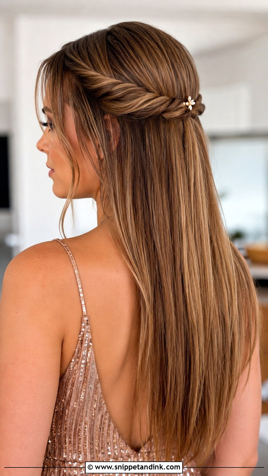 Straight Prom Hair With Twisted Half Up - Snippet and Ink - 15 Straight Hair for Prom Ideas