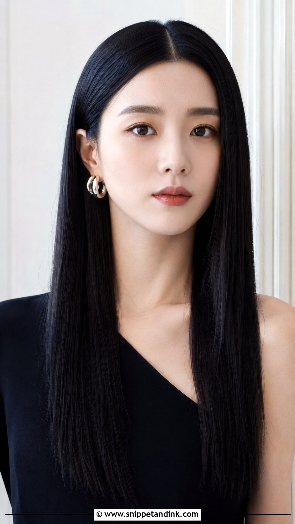 Straight Sleek Hair With Middle Part - Snippet and Ink - 20 Summer Wedding Guest Hairstyles