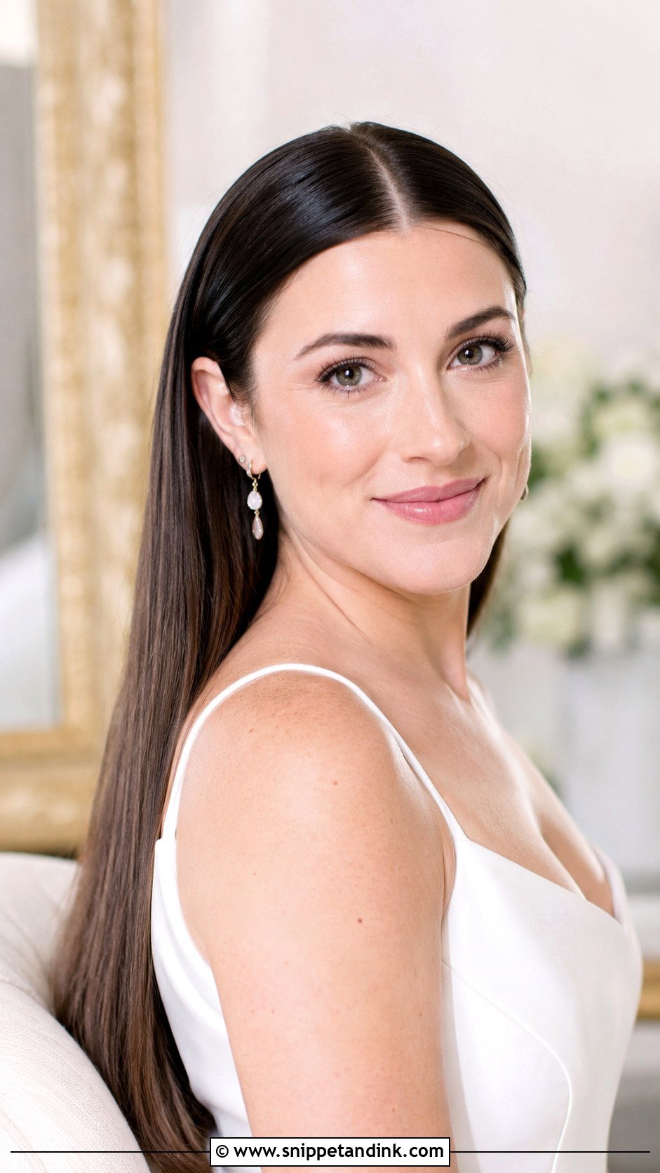 Straight Sleek Hair Worn Down - Snippet and Ink - 25 Hailey Bieber Wedding Hair Ideas