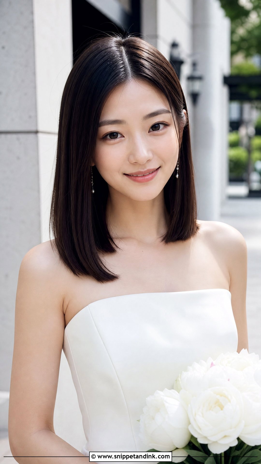 Straight Sleek Lob With Center Part - Snippet and Ink - 20 Wedding Guest Hairstyles for Medium Hair