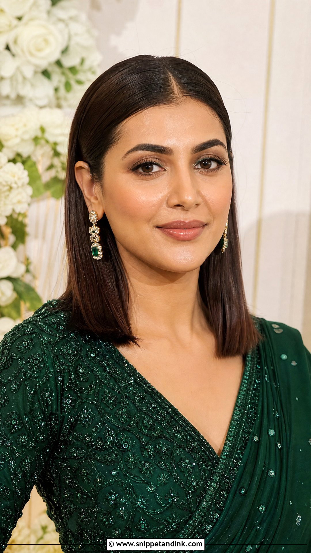 Straight Tucked Behind Ears Wedding Guest Hairstyle - Snippet and Ink - 20 Shoulder Length Wedding Guest Hairstyles
