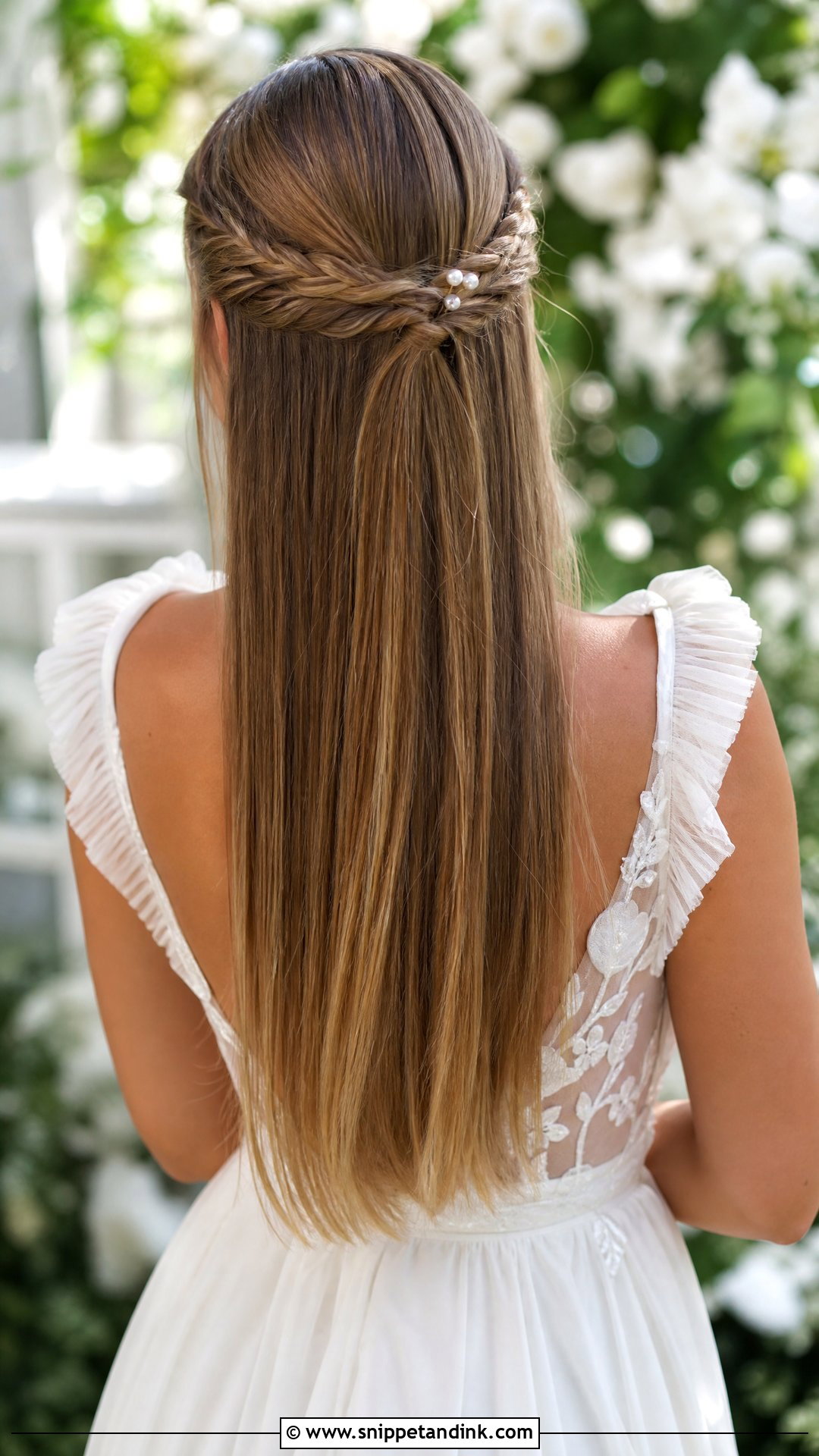 Straight Wedding Hair Down With Braided Half Up - Snippet and Ink - 20 Straight Wedding Hair Down Ideas