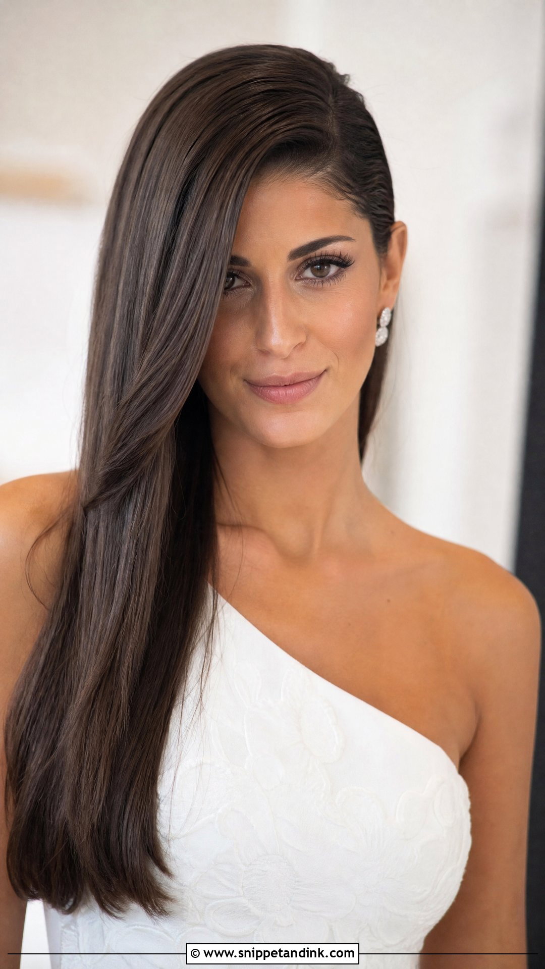 Straight Wedding Hair Down With Deep Side Sweep - Snippet and Ink - 20 Straight Wedding Hair Down Ideas