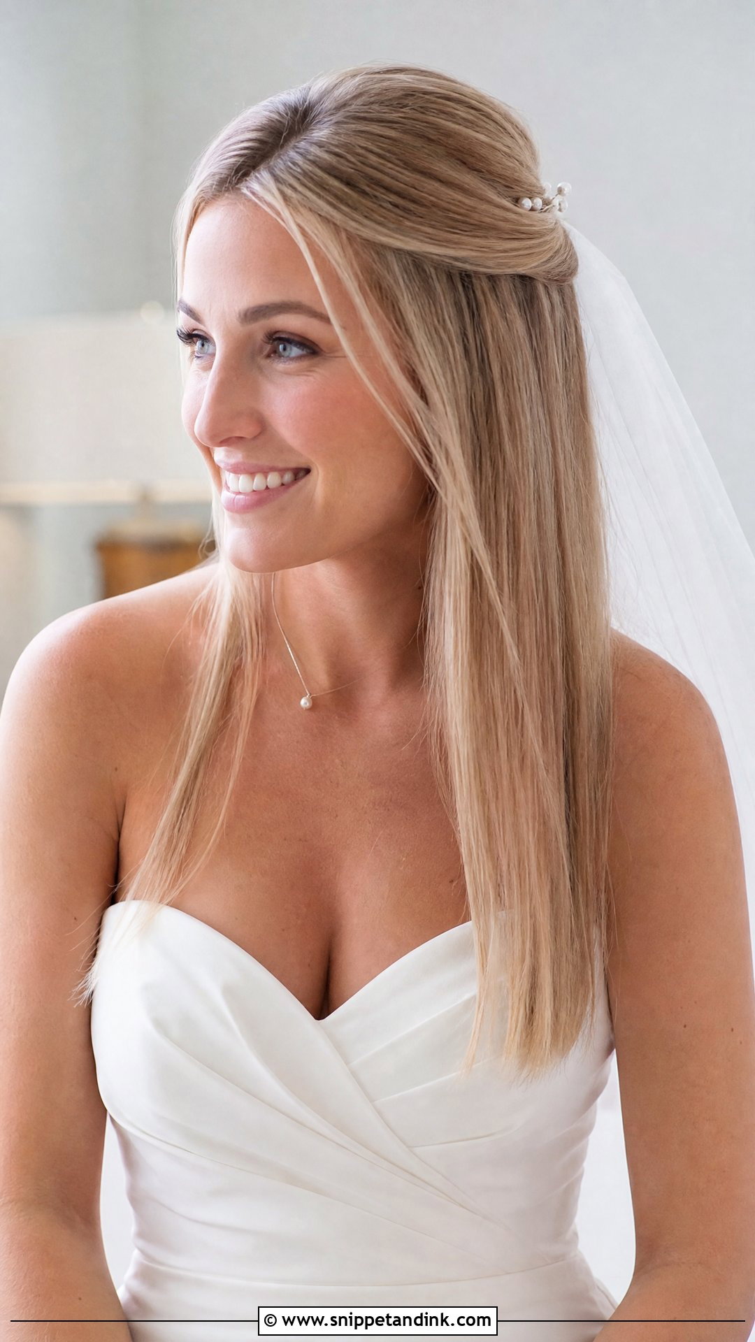 Straight Wedding Hair Down With Half Up Crown - Snippet and Ink - 20 Straight Wedding Hair Down Ideas