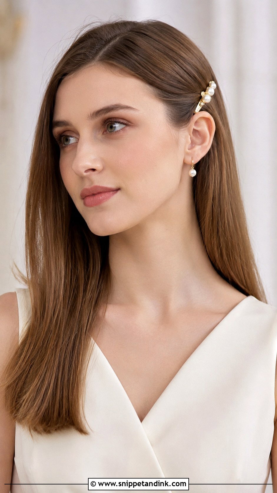 Straight Wedding Hair With Barrette - Snippet and Ink - 15 Simple Wedding Hairstyles Straight Hair