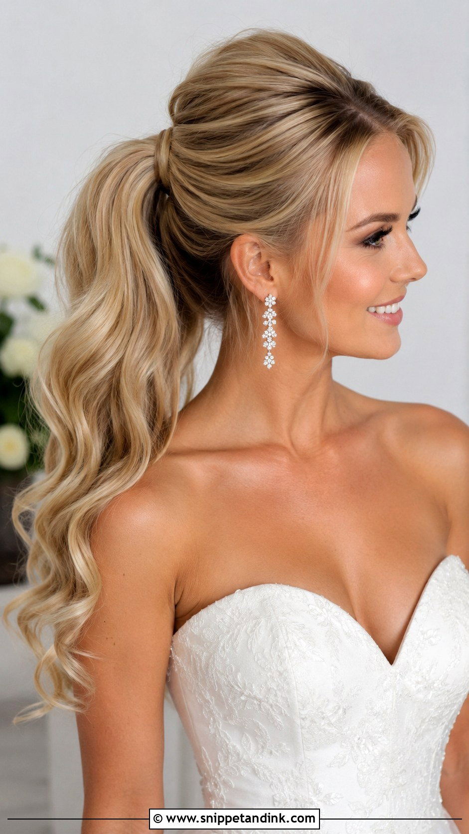 Strapless Wedding High Ponytail - Snippet and Ink - 15 Strapless Wedding Hairstyles