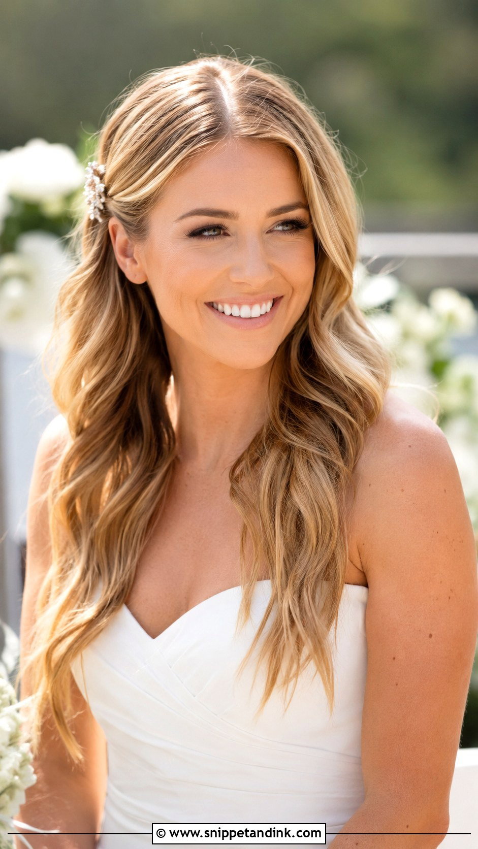 Strapless Wedding Loose Waves - Snippet and Ink - 15 Strapless Wedding Hairstyles