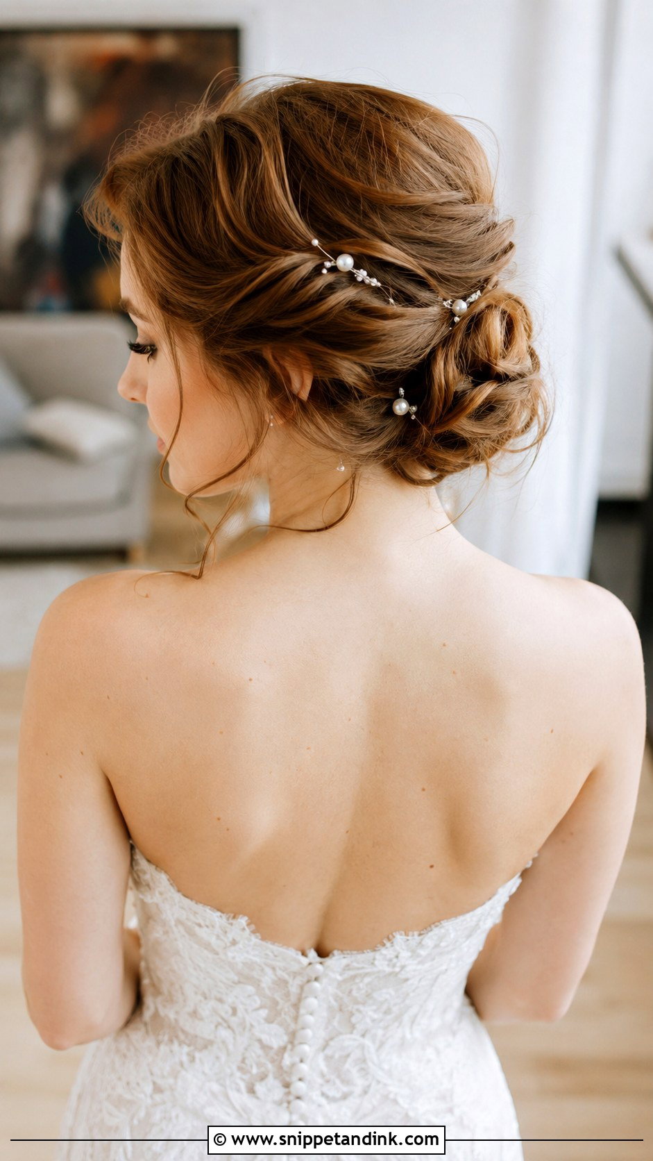 Strapless Wedding Textured Chignon - Snippet and Ink - 15 Strapless Wedding Hairstyles