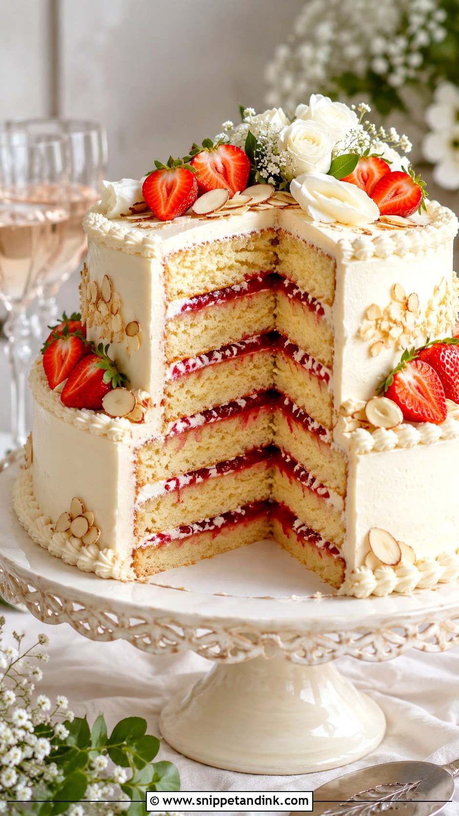 Strawberry Almond Wedding Cake - Snippet and Ink - 20 Best Strawberry Cake Ideas for Wedding