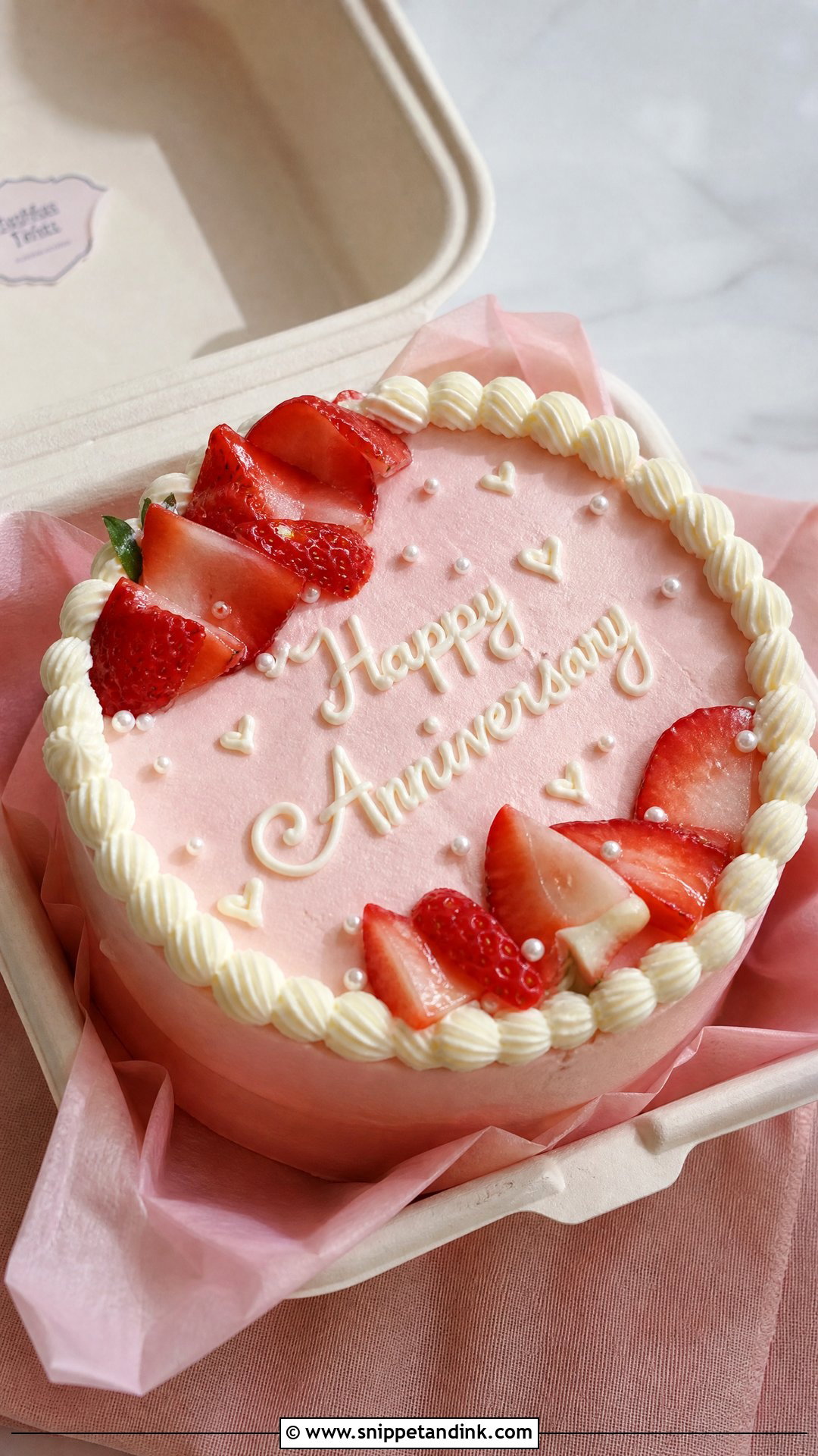 Strawberry Anniversary Bento Cake - Snippet and Ink - 20 Wedding Anniversary Bento Cake Ideas