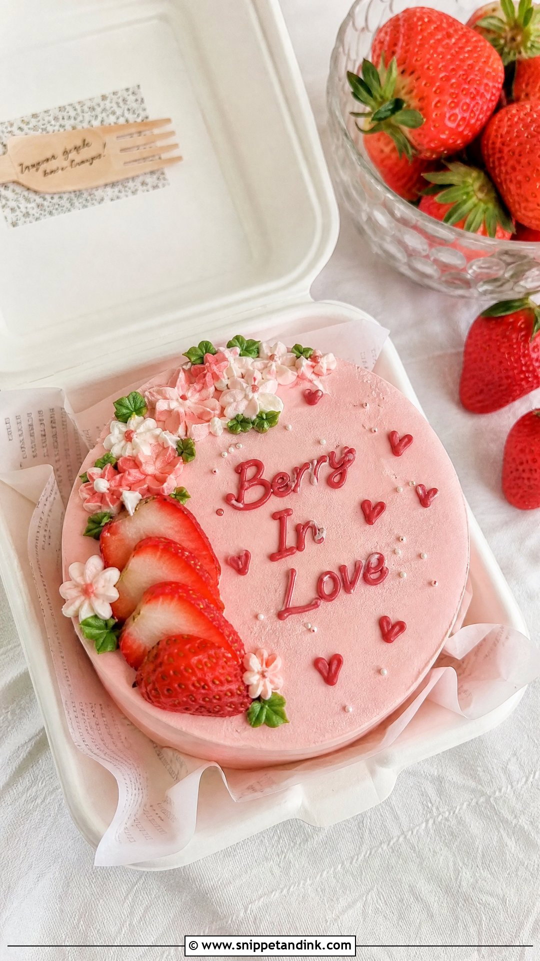 Strawberry Anniversary Bento Cake - Snippet and Ink - 30 Anniversary Bento Cake Ideas