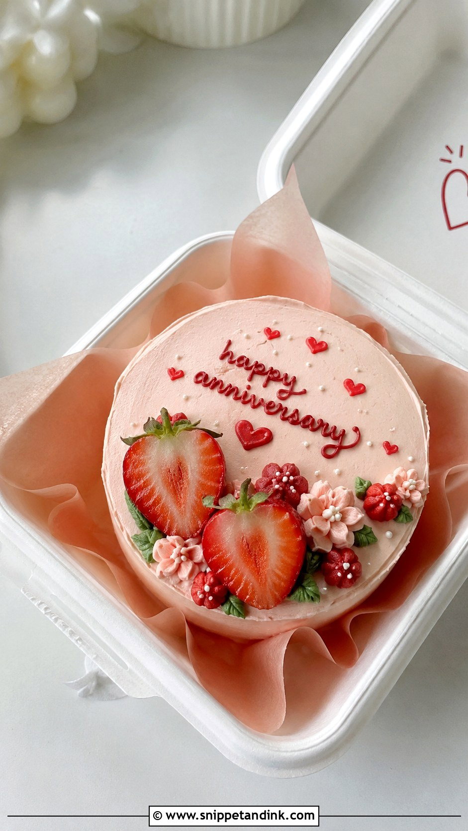 Strawberry Anniversary Bento Cake - Snippet and Ink - 20 Anniversary Bento Cake Ideas