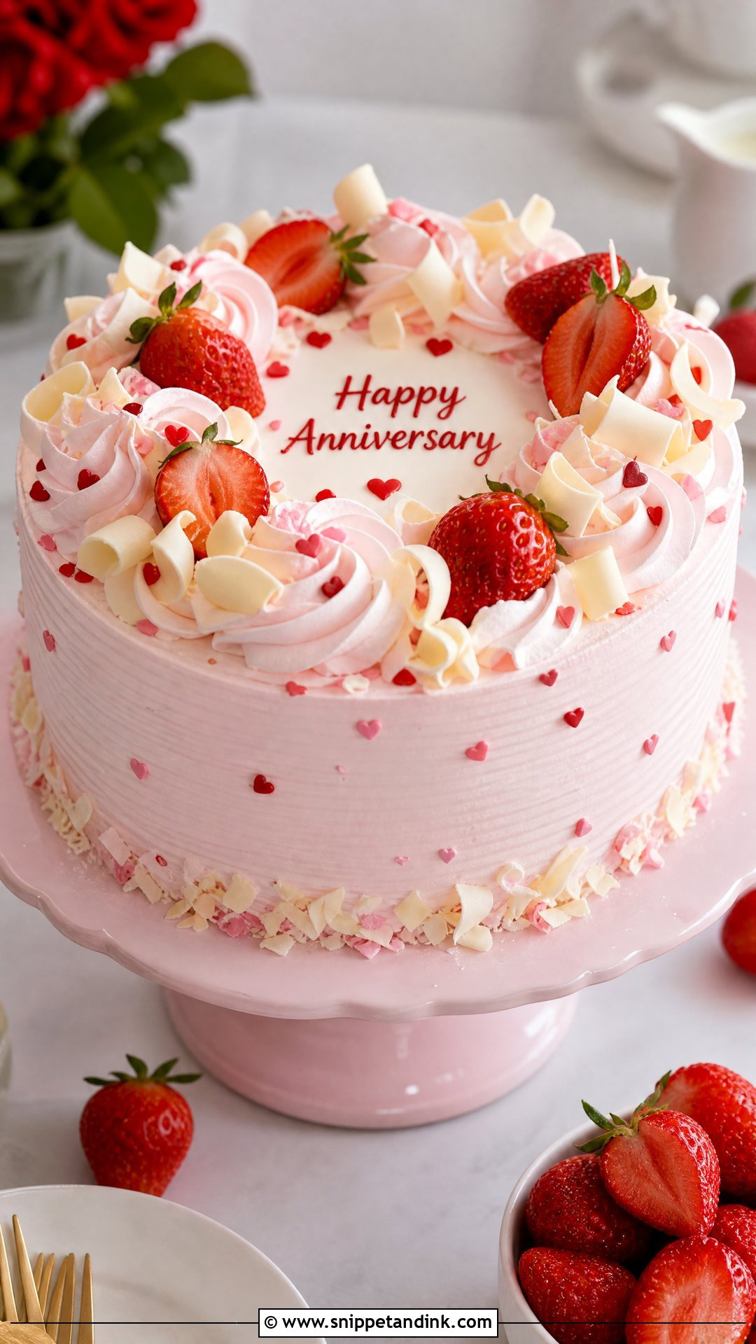 Strawberry Anniversary Cake - Snippet and Ink - 30 Cute Anniversary Cake Ideas