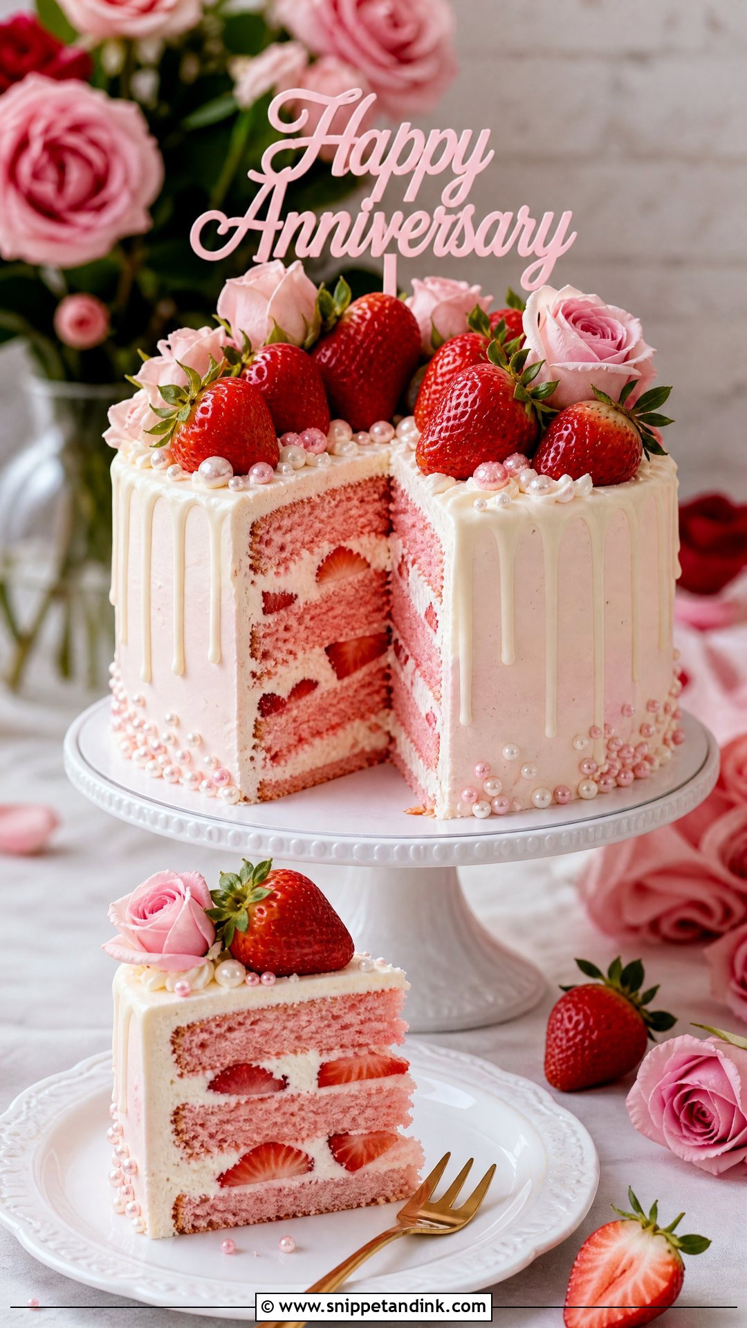 Strawberry Anniversary Cake - Snippet and Ink - 35 Anniversary Cake Designs