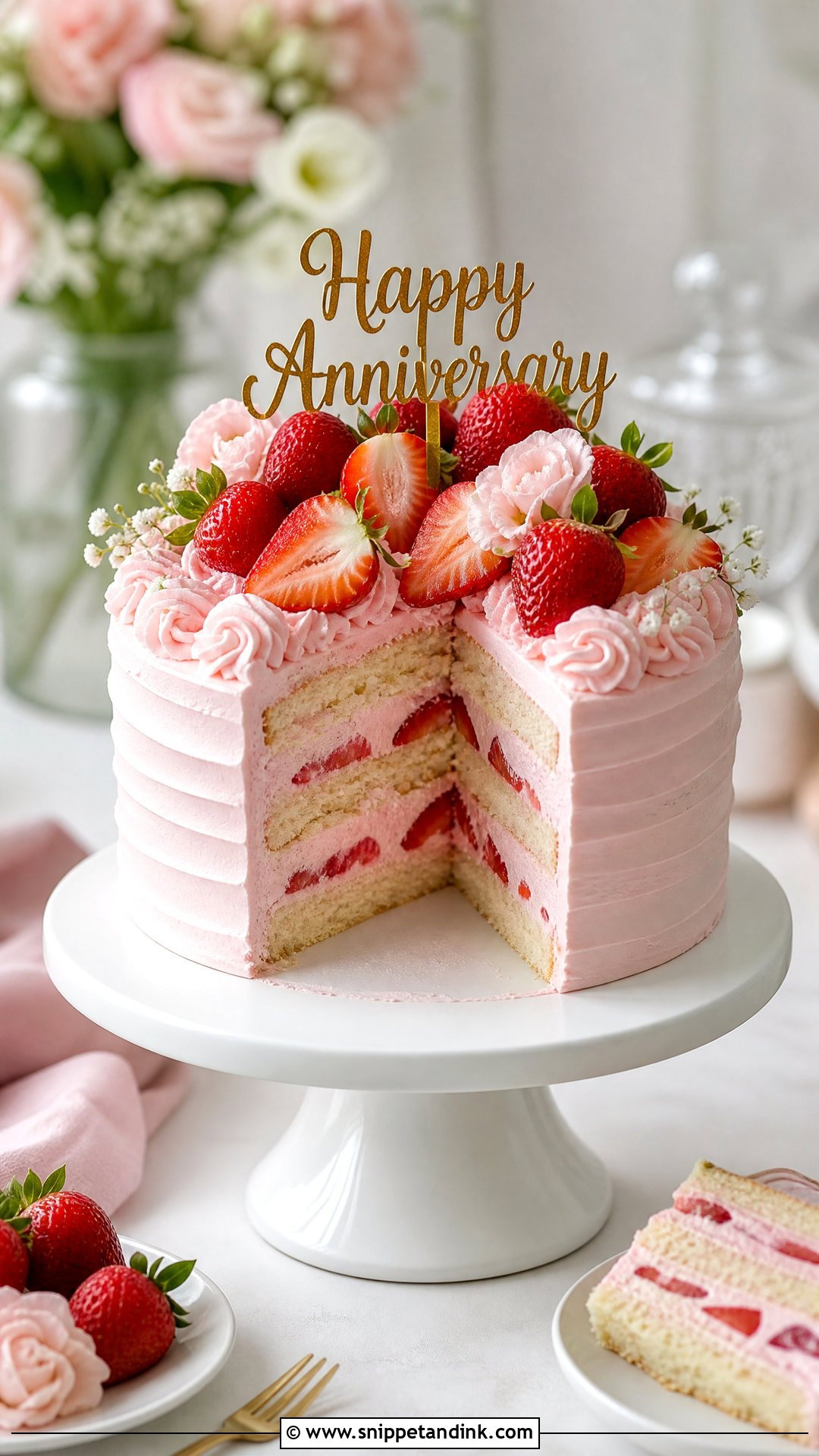 Strawberry Anniversary Cake - Snippet and Ink - 35 Happy Anniversary Cakes