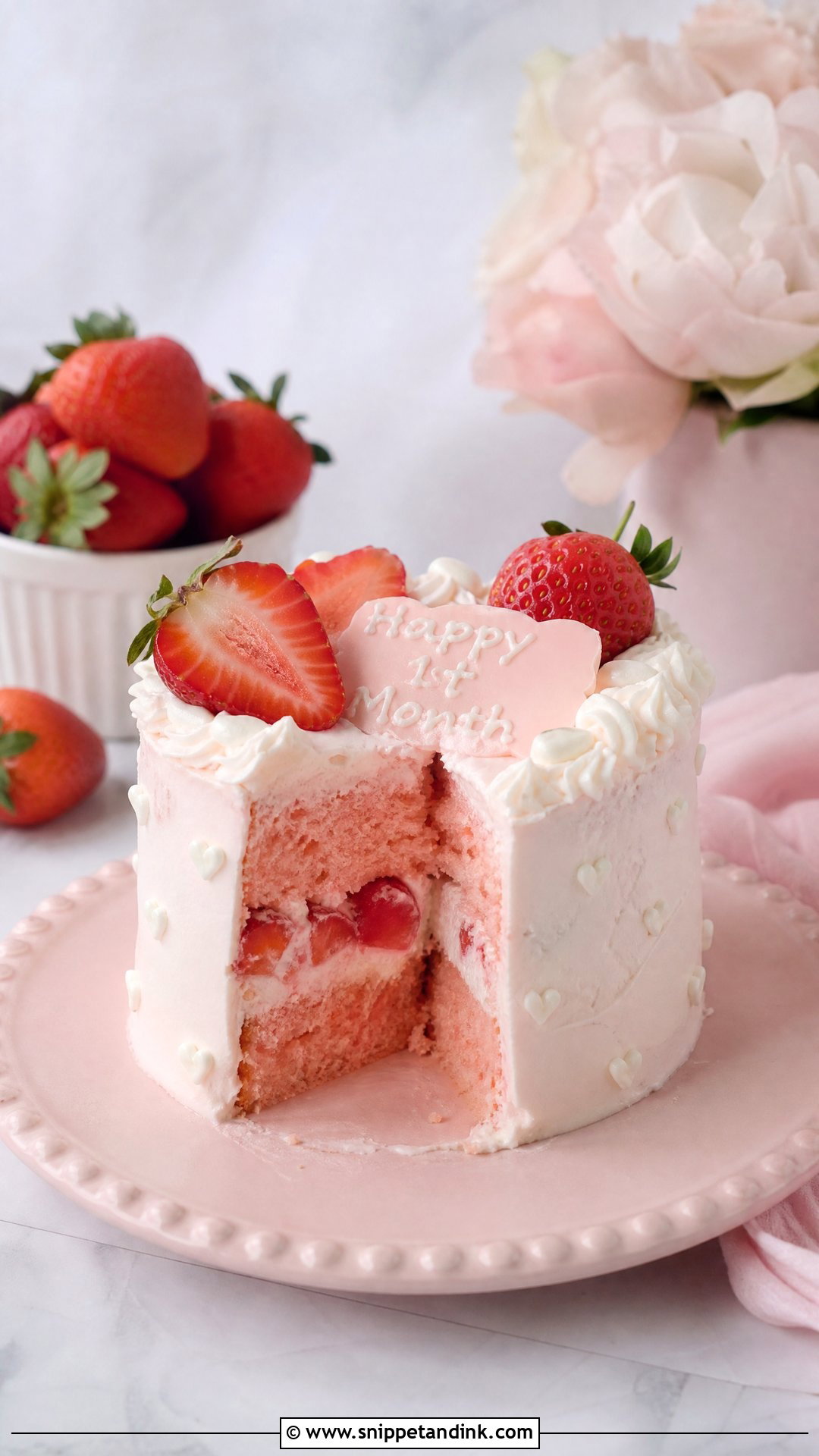 Strawberry Anniversary Cake - Snippet and Ink - 25 1 Month Anniversary Cake Ideas