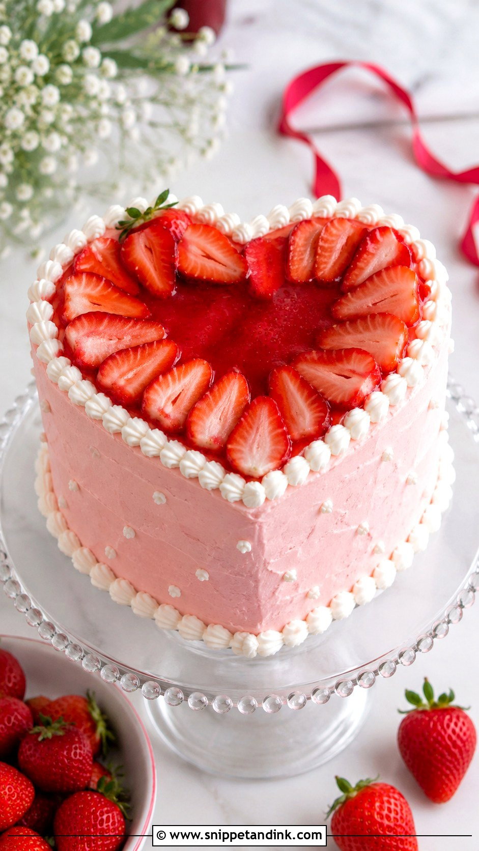 Strawberry Anniversary Heart Cake - Snippet and Ink - 20 Anniversary Heart Cake Ideas