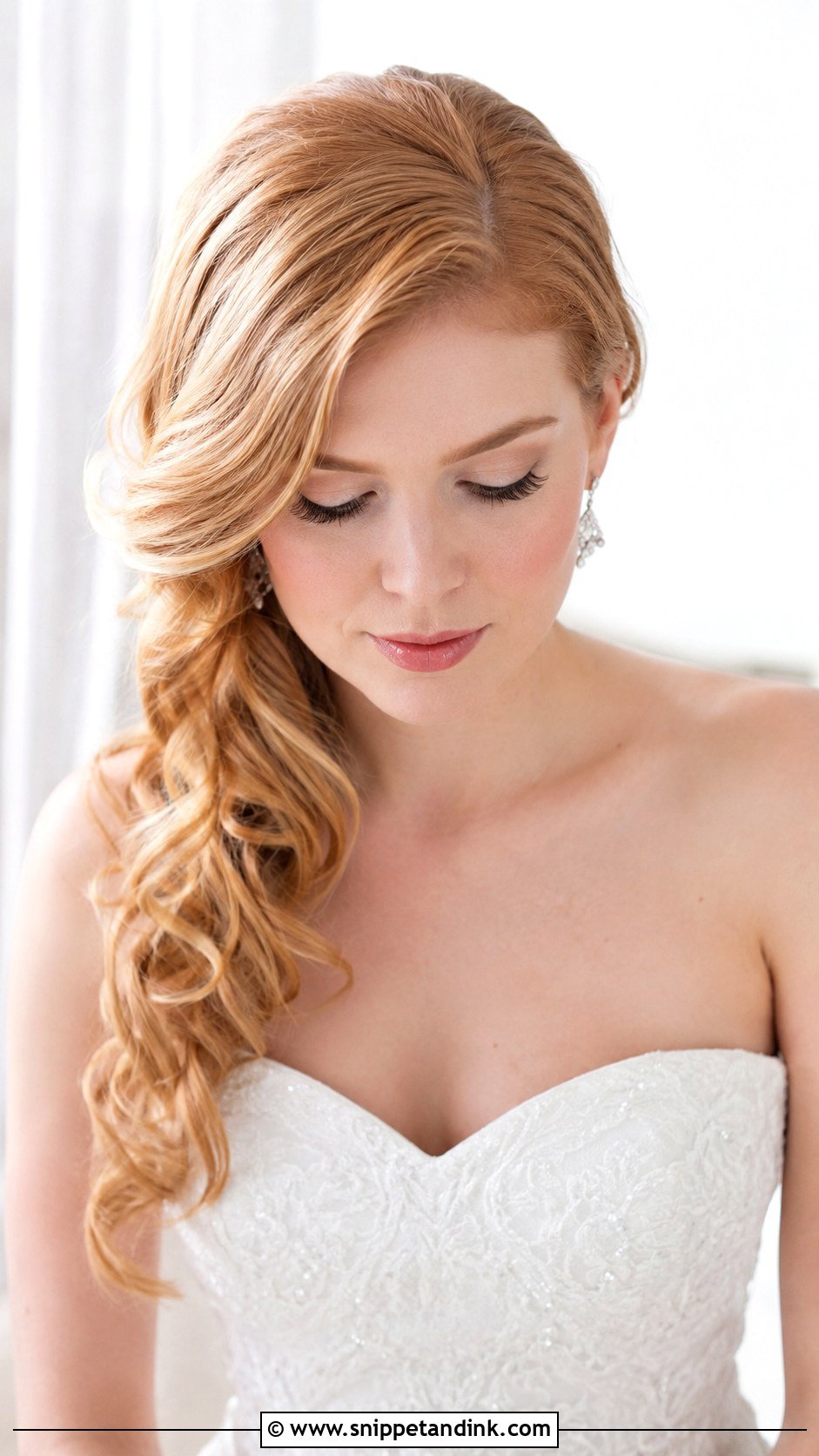 Strawberry Blonde Wedding Side Swept Hair - Snippet and Ink - 15 Strawberry Blonde Wedding Hair Ideas