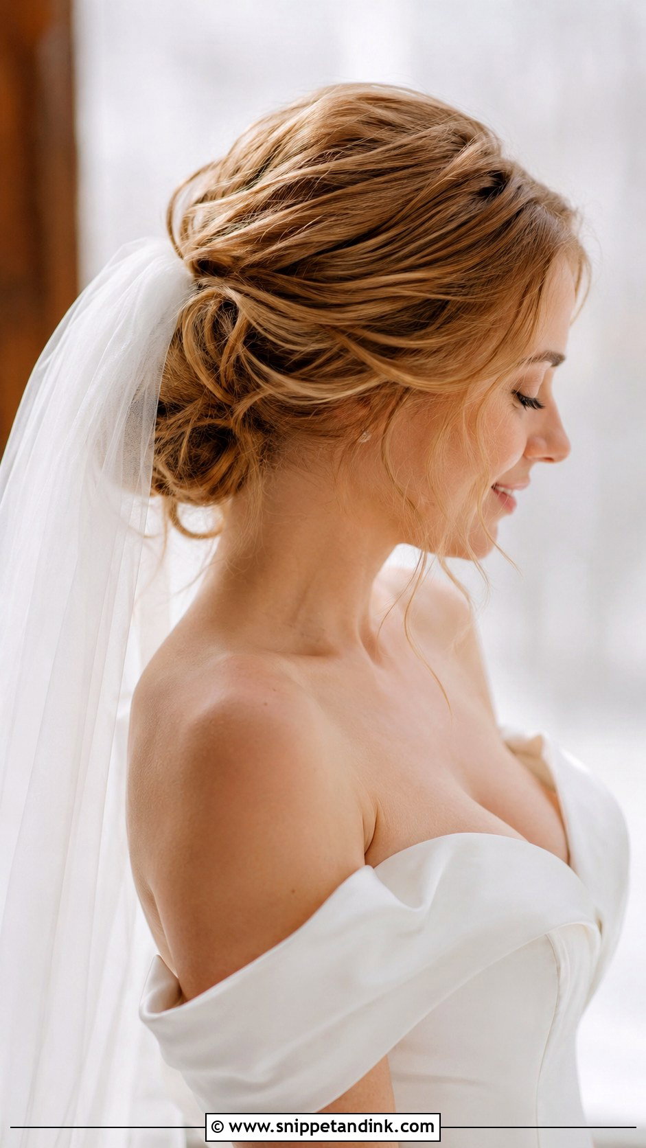 Strawberry Blonde Wedding Updo With Veil - Snippet and Ink - 15 Strawberry Blonde Wedding Hair Ideas