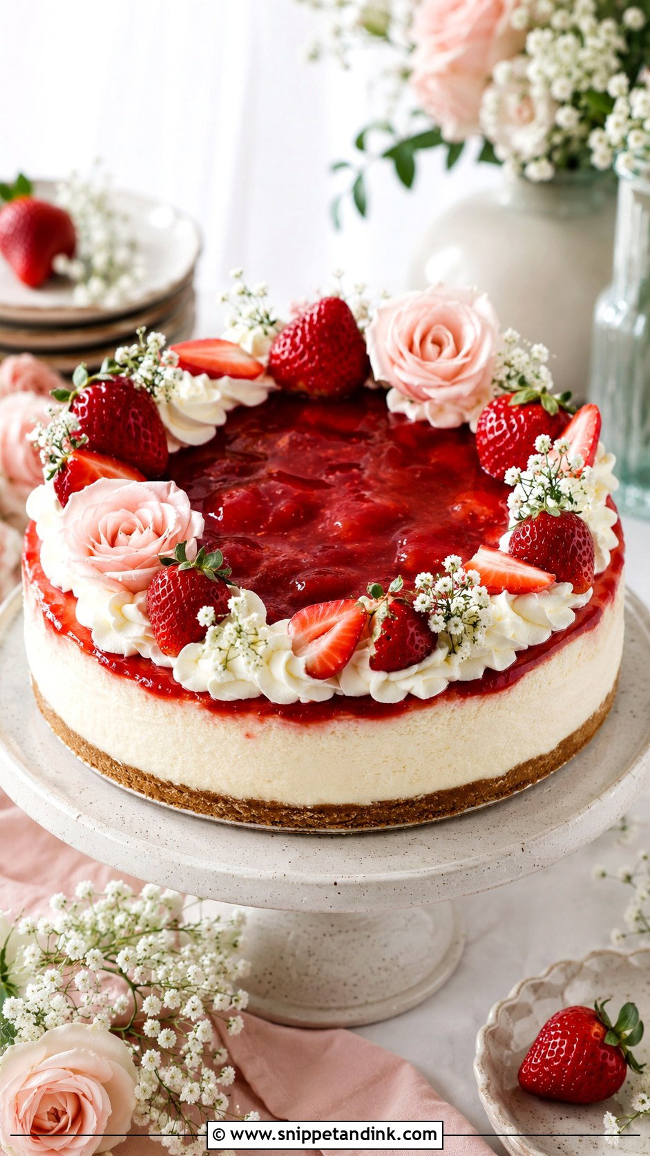Strawberry Cheesecake Wedding Cake - Snippet and Ink - 20 Cheesecake Wedding Cake Ideas