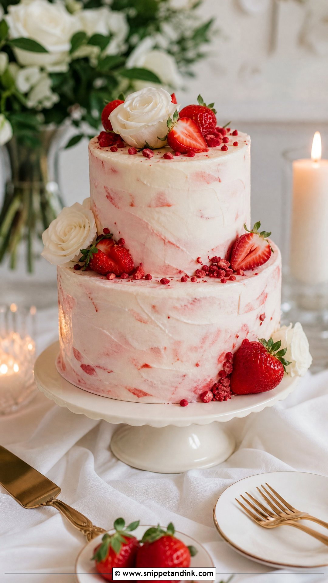 Strawberry Cream Cheese Wedding Cake - Snippet and Ink - 20 Strawberry Wedding Cake Ideas